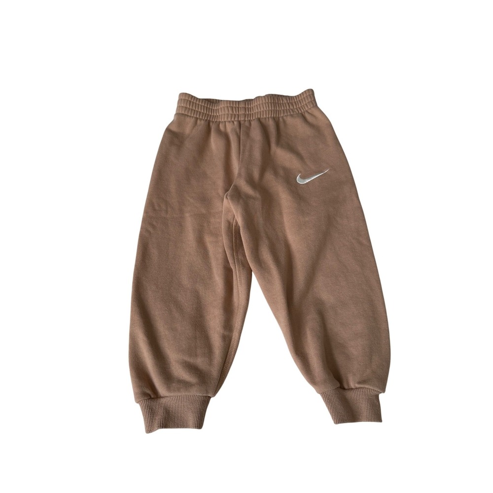 Nike Joggers 4 XS Tan Fleece Sweatpants Swoosh Logo Sportswear Kids Atheltic